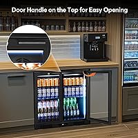 Vista 4 de Back Bar Cooler Undercounter Beverage Refrigerator with Glass Door, Commercial Display Fridge for Beer Drink Soda with Temperature Control, 7.2Cu.