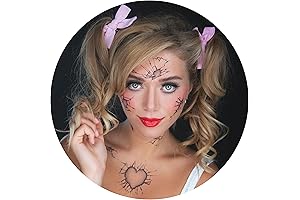 2 x Broken Doll Temporary Tattoo Halloween Costume for Men and Women,...