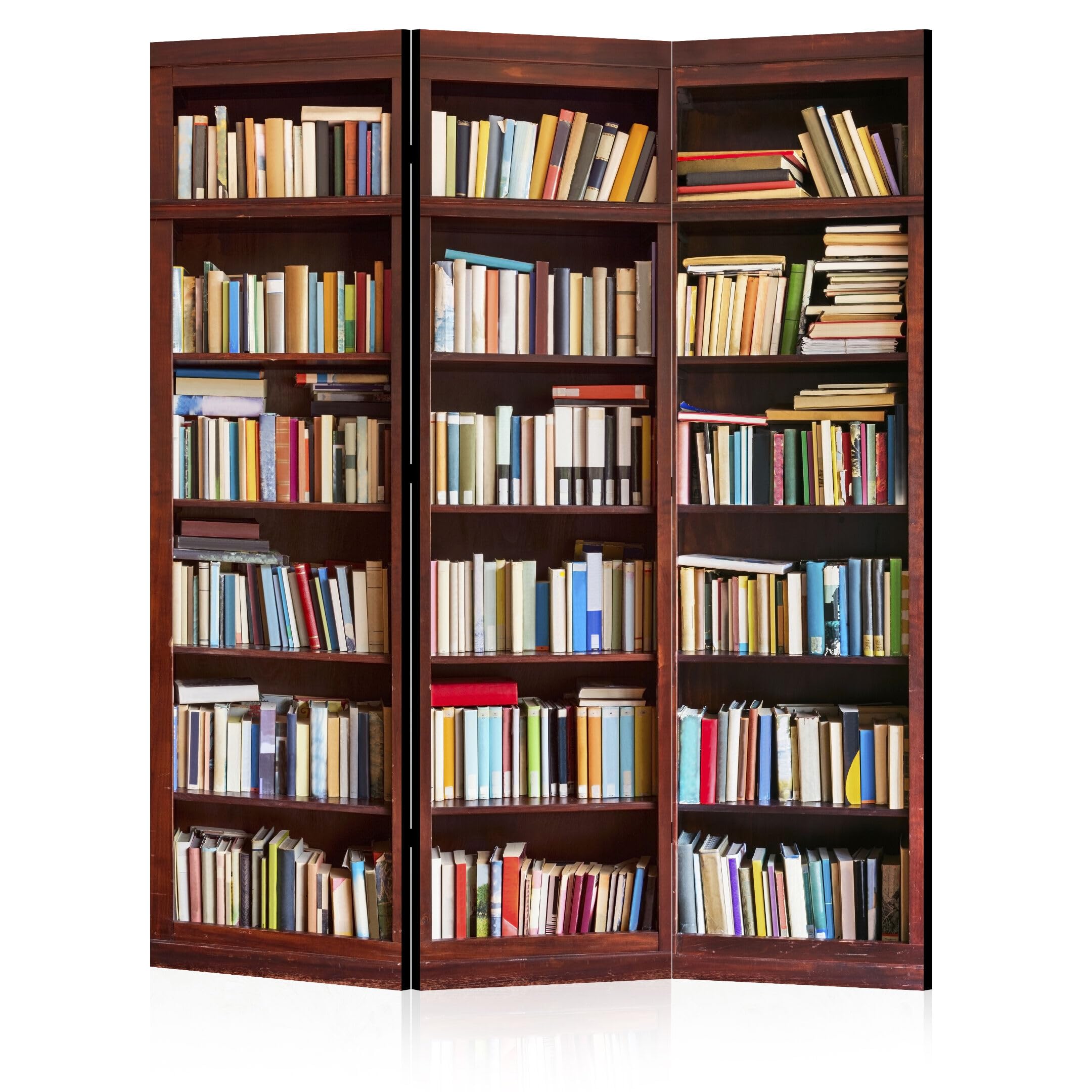 Paravent Intérieur 3 Panneaux Simple Face Pliable - Style Bibliothèque - Separateur de Pieces y Cloison de Separation - 135x172cm