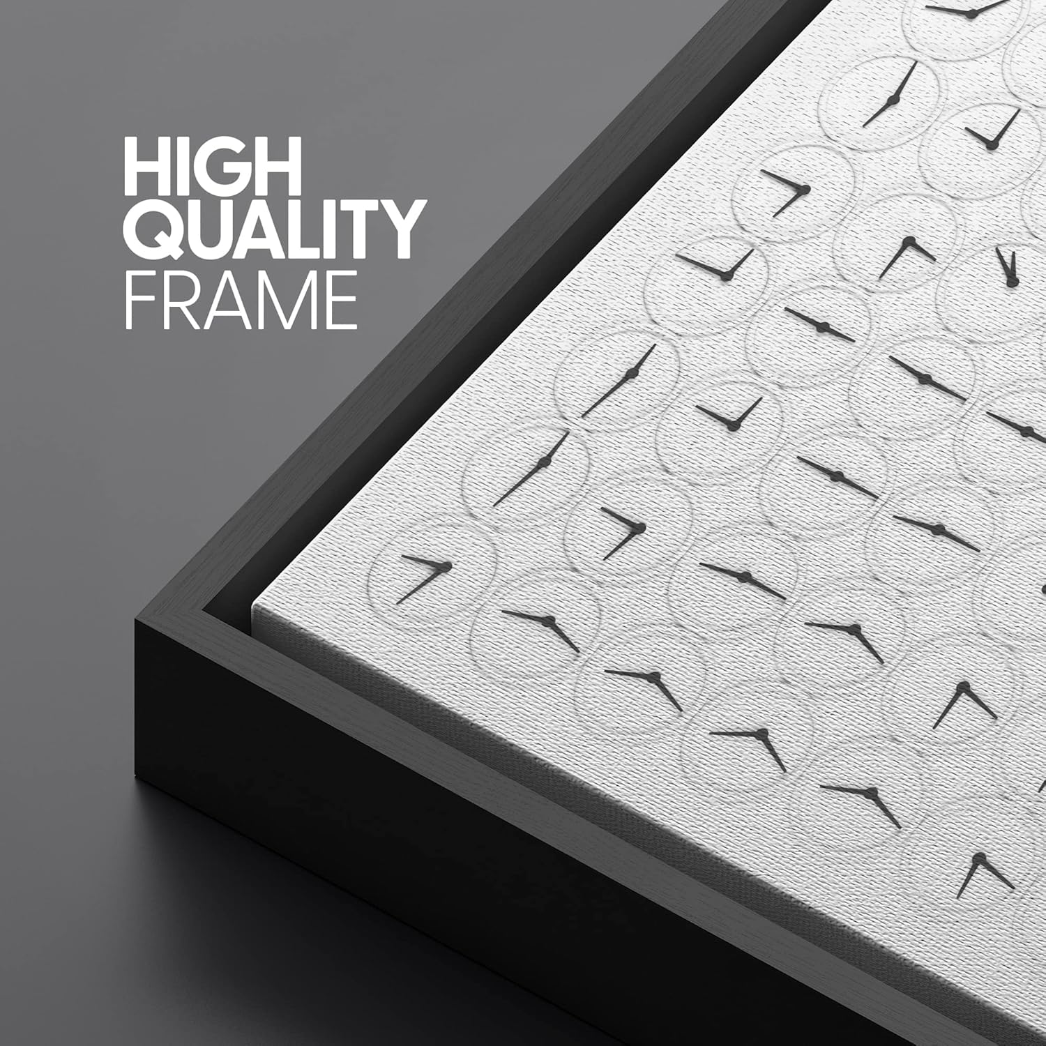 SIGNLEADER Framed Canvas Print Wall Art Geometric Ticking Clock Array Abstract Shapes Digital Art Modern Art Minimalist 3D Relax/Calm Cool for Living Room, Bedroom, Office - 24"x36" BLACK