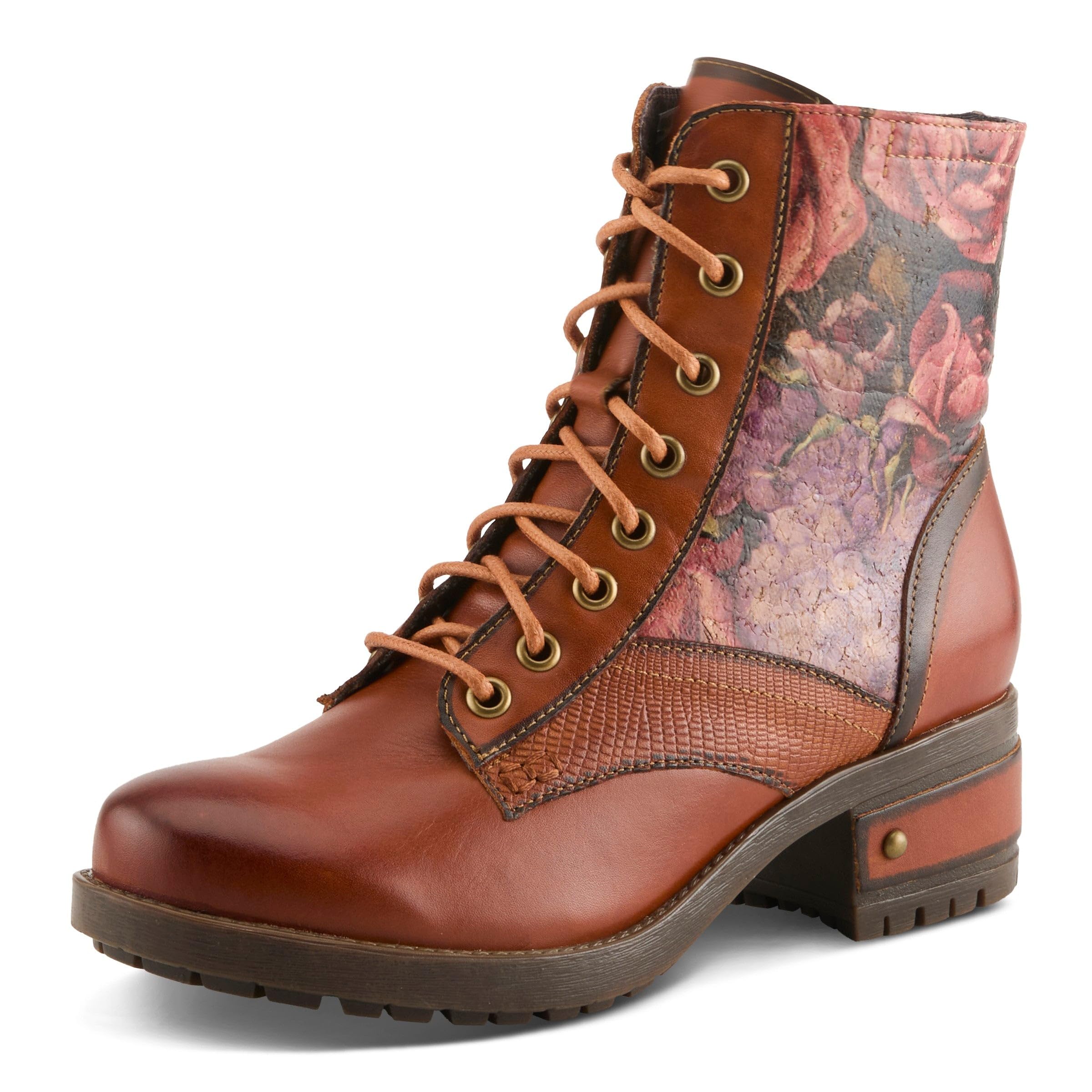 L’Artiste Marty Hand-Painted Leather Ankle Boots for Women – Cozy Flannel Lined Comfort Boot with Zipper Closure