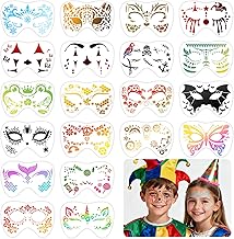 HOWAF 20 Carnival Cologne Stencils Face Children's Make-Up Stencils Children's Make-Up Reusable Plastic Makeup Stencils Face Children DIY for Halloween Cologne Carnival Costume Fancy Dress Costume