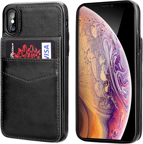 Miniatura 3 de KIHUWEY Funda compatible con iPhone Xs Max con soporte para tarjeta de crédito, cierre magnético de cuero de alta calidad, resistente funda