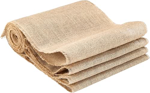 Burlap Table Runners with Fringed Edge | Versatile Premium Jute