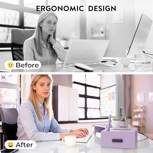 Miniatura 5 de BONTEC Soporte de monitor doble para escritorio, altura ajustable de longitud y ángulo