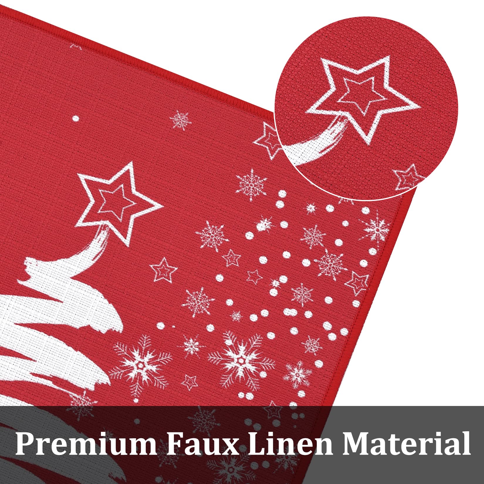 CAROMIO Set di 2 tappetini da cucina natalizi, tappeti e tappetini da cucina in lino per albero di Natale per pavimento bagno, decorazioni natalizie per la casa, 40 x 60 cm + 40 x 120 cm