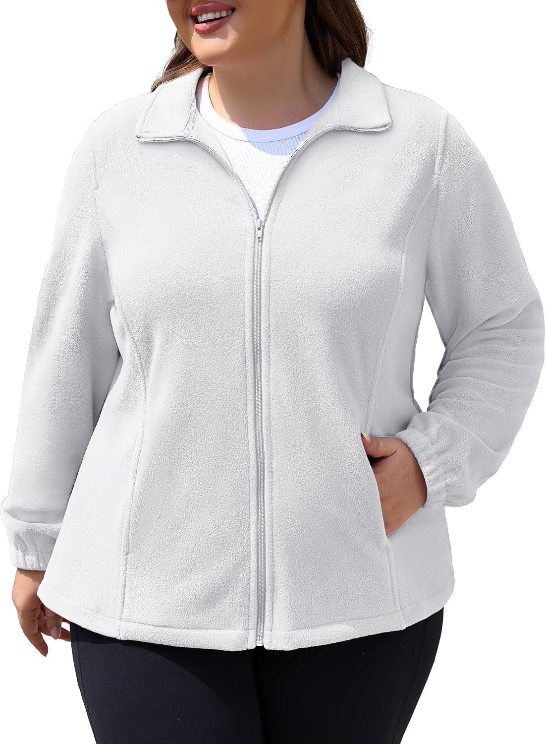 Plus Size Fleece Jacket Women Lightweight Zip Up Jackets Warm Winter Coat