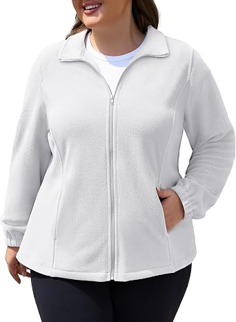 Plus Size Fleece Jacket Women Lightweight Zip Up Jackets Warm Winter Coat