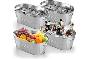 4PCS Galvanized Tub 4 Gallon Ice Bucket Large with Carry Handles