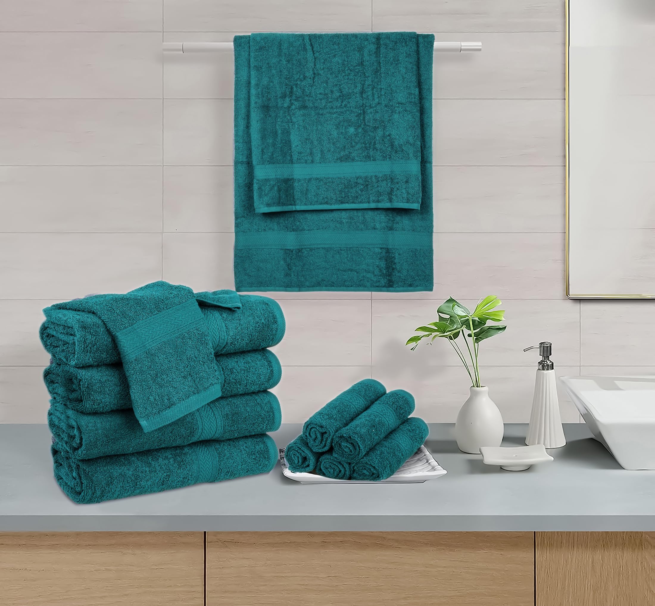 HILLFAIR Juego de Toallas de baño de 24 Piezas para baño, 100% algodón, 24 Piezas, Juego de Toallas de SPA para Hotel, 2 Toallas Grandes XXL de Gran tamaño, 4 Toallas de baño, 6 Toallas de Mano, 4
