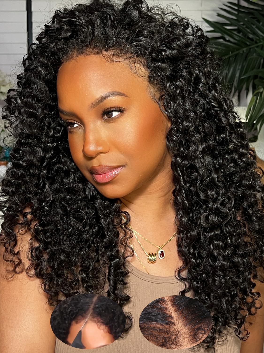 Julia Hair Bye Bye Knots Curly 4C Baby Hairs Lace Human Wig with Kinky Edges Hairline 7x5 Invisible Knots Pre Cut HD Lace Front Glueless Wig Pre