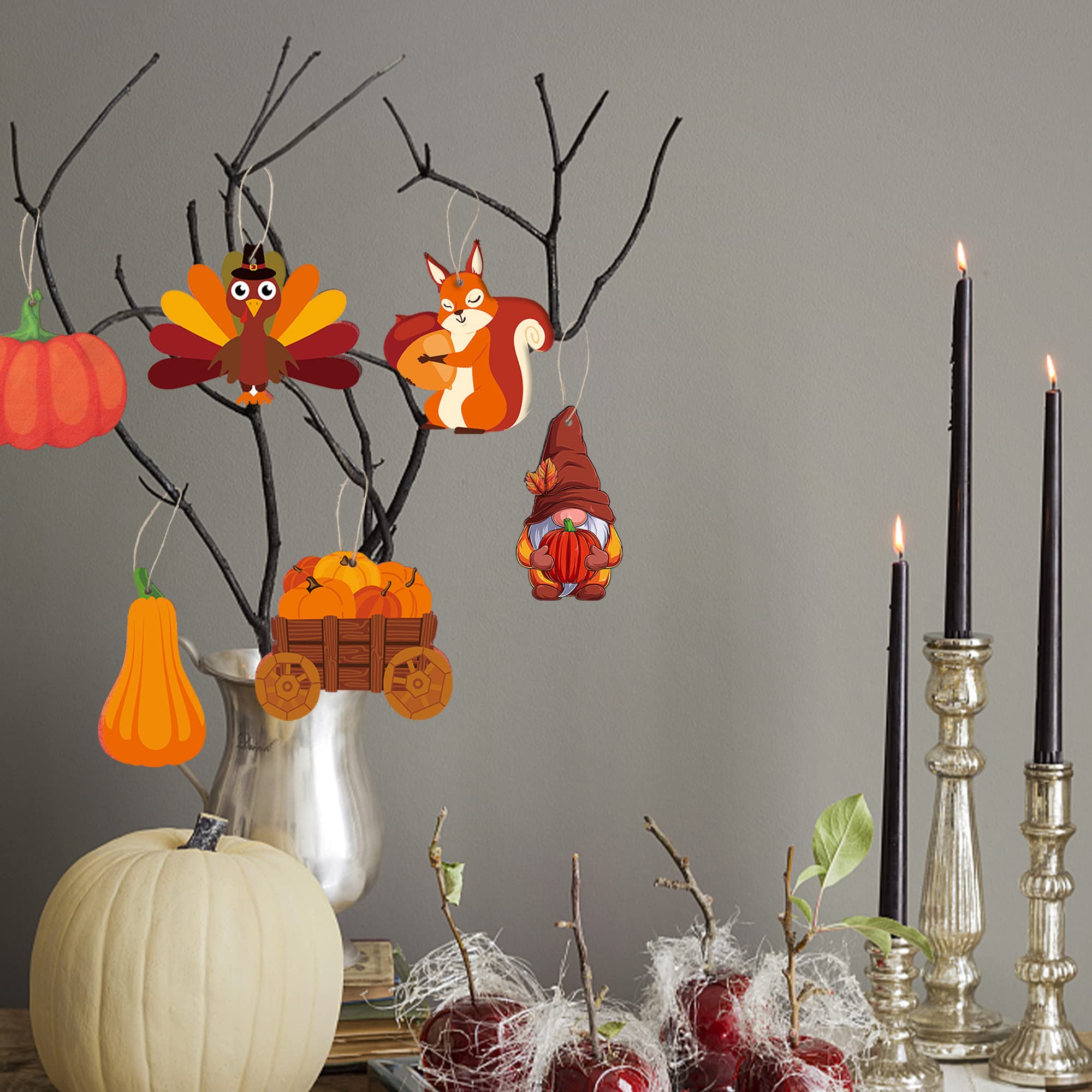 Kit De Manualidades Otoño BOOMTOP 170 Piezas – Adornos De Madera De Ardilla, Calabaza Y Hoja De Arce Con Pompones Y Ojos