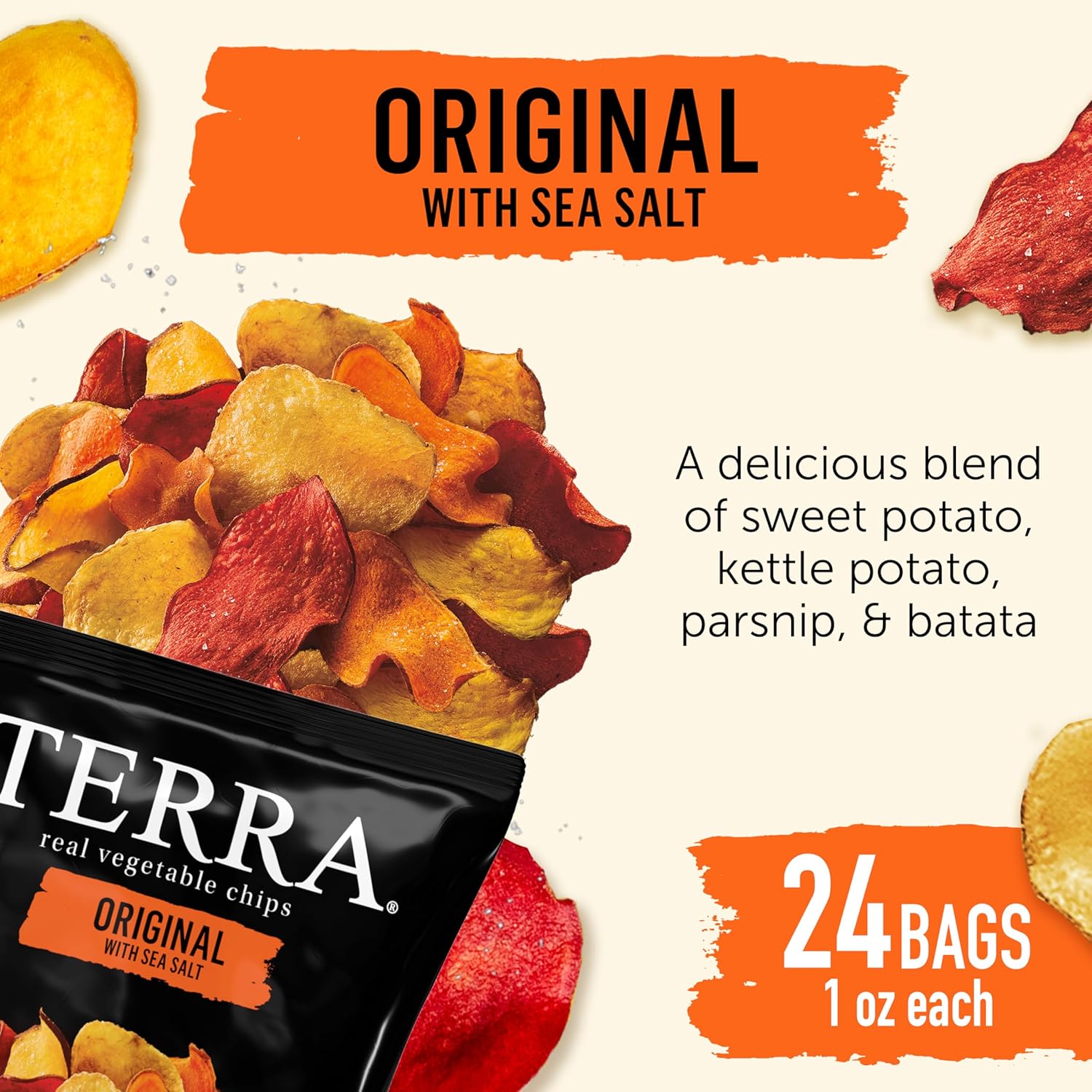 Terra Vegetable Chips with Sea Salt, 1 Oz (Pack of 24)