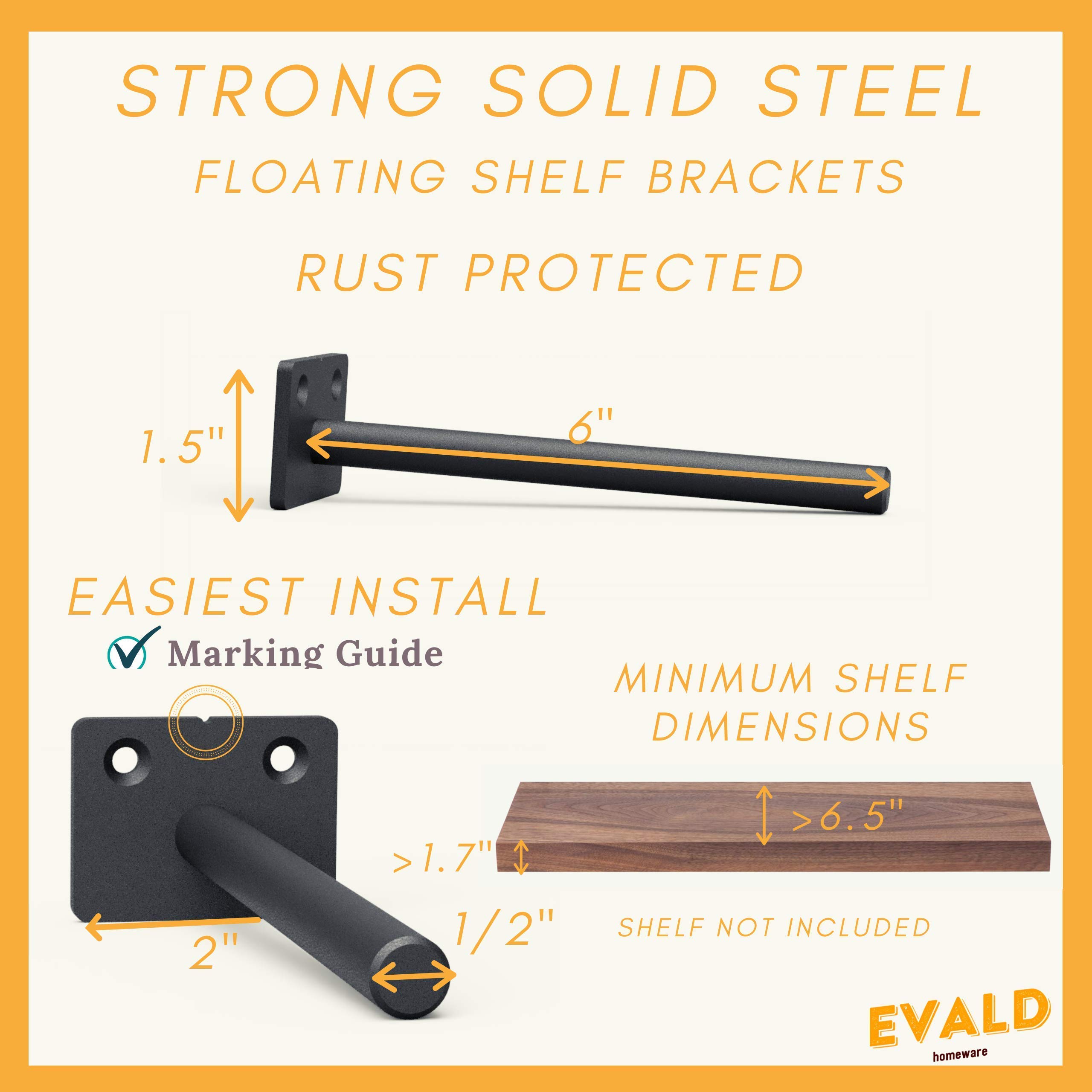 EVALD The Original Floating Shelf Hardware Heavy Duty Floating Shelf
