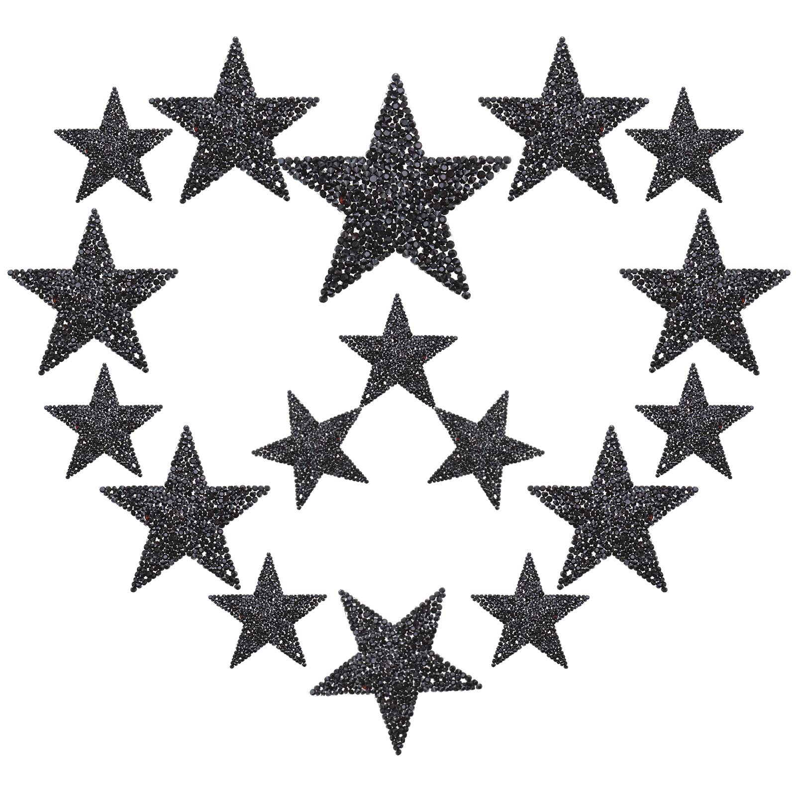 Ecsing Black 24Pcs Iron On Patches Glitter Rhinestone Shiny Star Patches Appliques For Diy Clothing Jeans Repair Decoration Art Craft