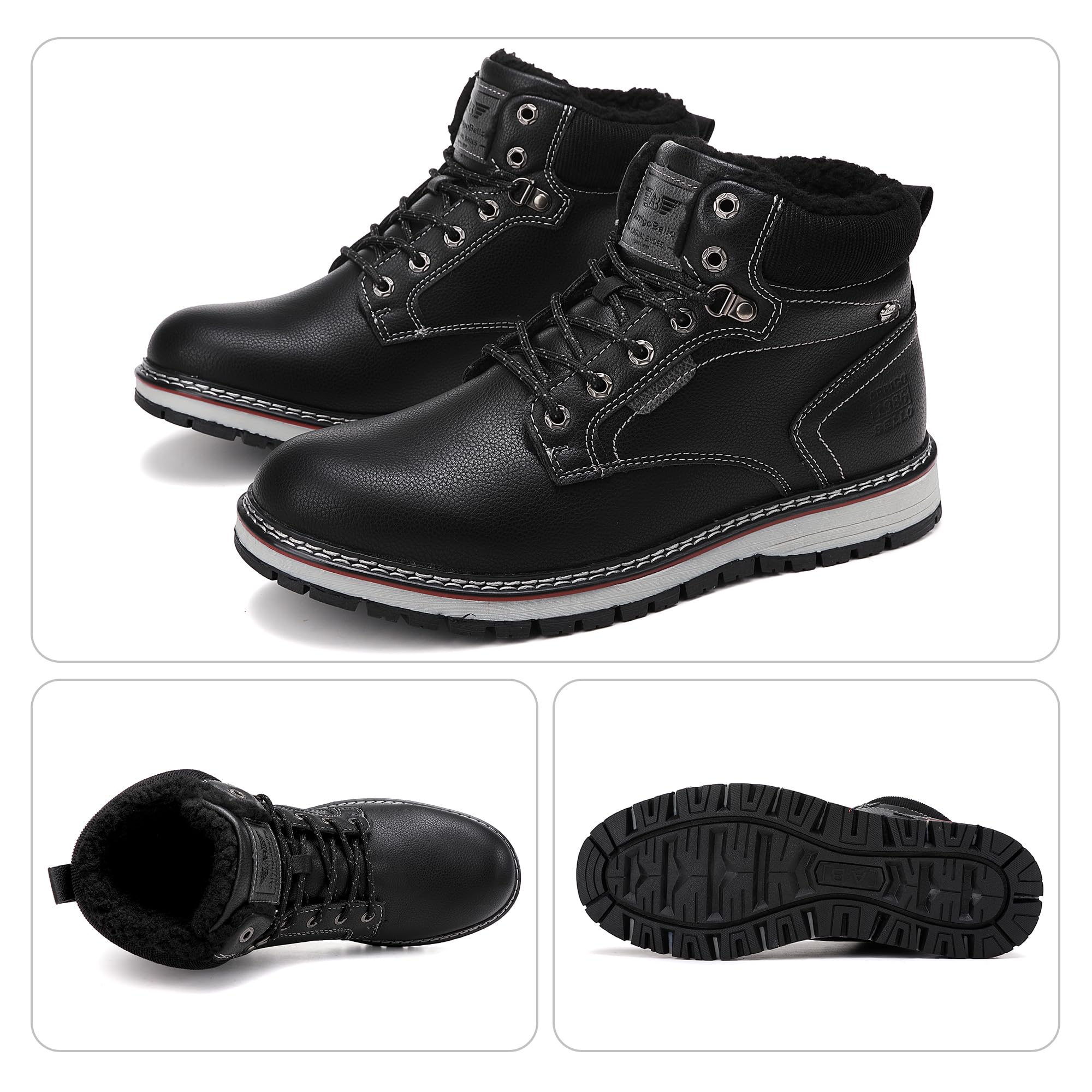AX BOXING Scarpe Uomo Invernali Caldo Pelliccia Fodera Scarponcino Invernale Stivali Antiscivolo Stivaletti Taglia 41-46 EU