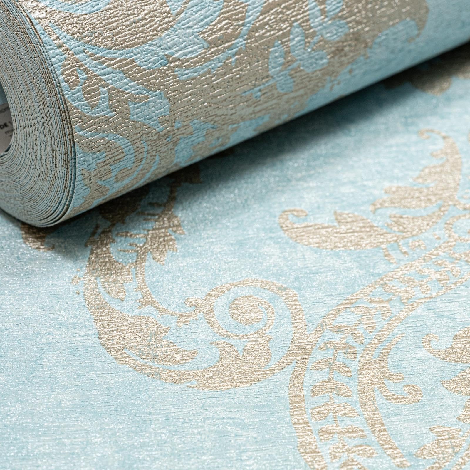 Grandeco Teal Capri Floral Damask Wallpaper Pc2507 5061103676832