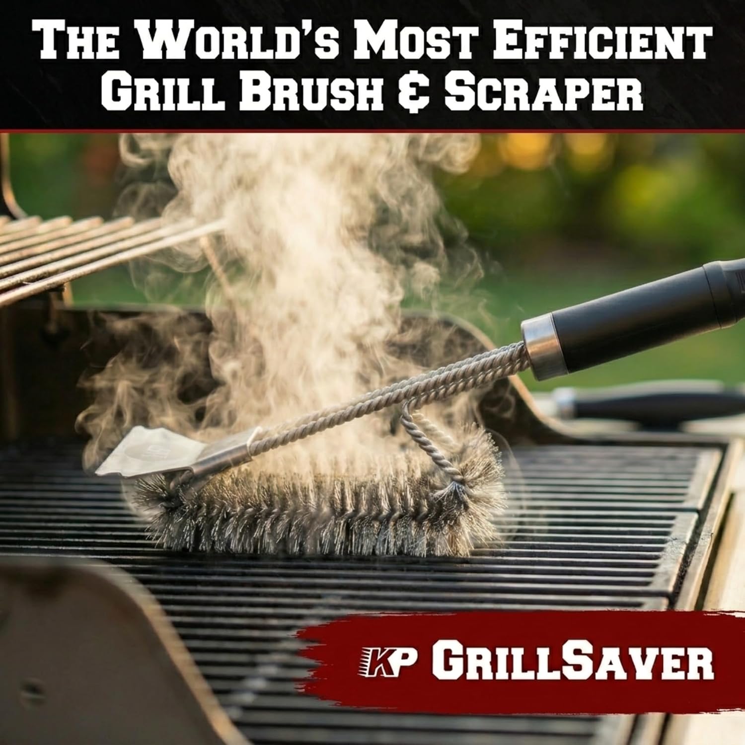 Kitchen Perfection BBQ Grill Brush & Scraper for Outdoor Grill - GrillSaver image 2