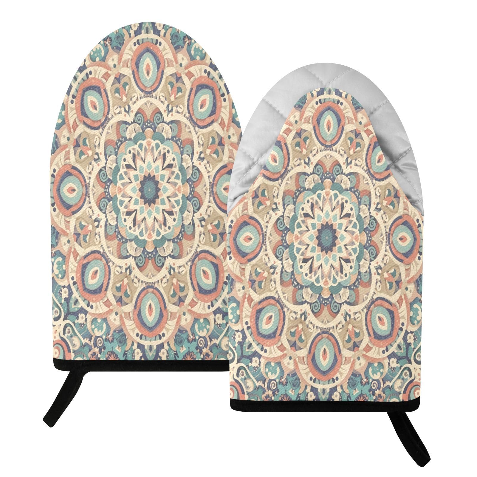 BURSTDDY Mandala Oven Mitt,Heat Resistant Kitchen Mitts for Cooking