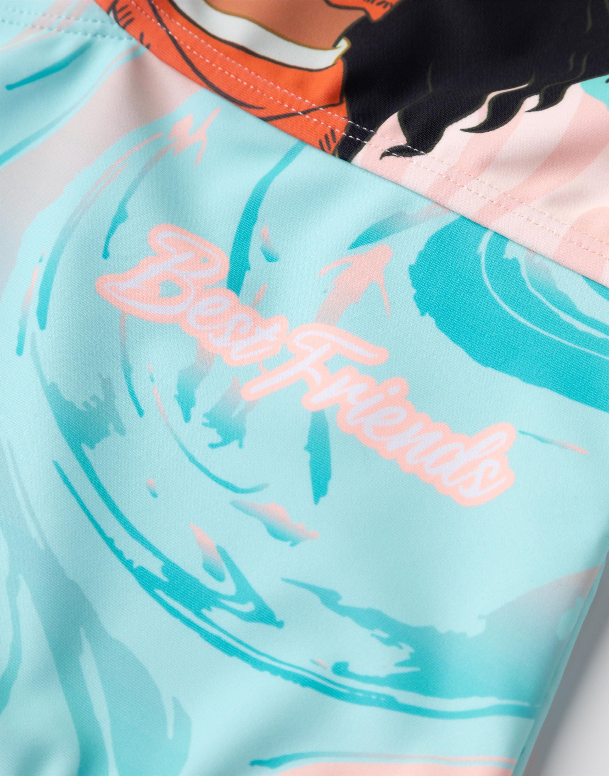 Disney Bañador Moana Niña Rosa Turquesa 1 Pieza Traje Baño Ondas Florales Best Friends