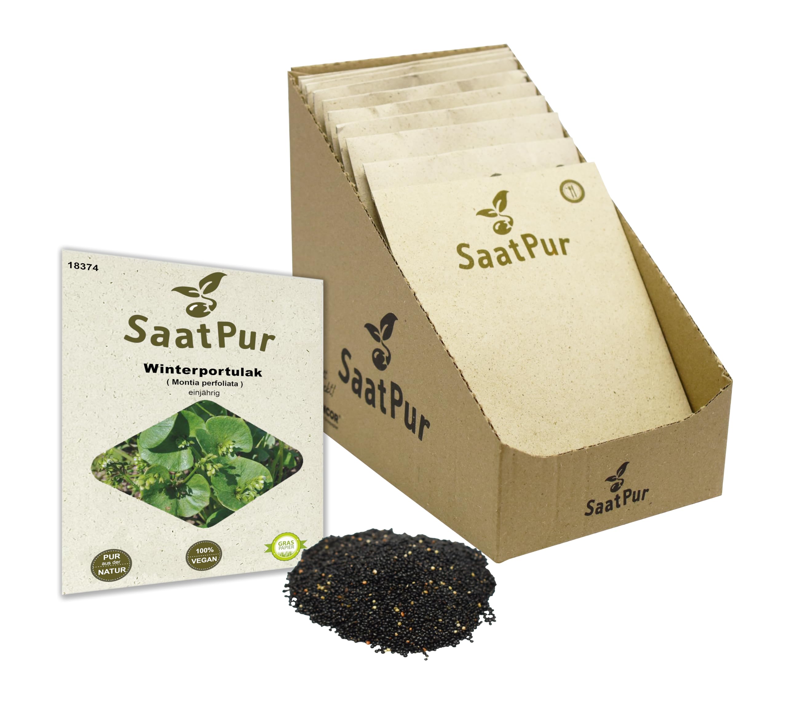 SaatPur Winterportulak Samen, Saatgut - Kleines Tray mit 25 Portionstüten für je ca. 1500 Pflanzen