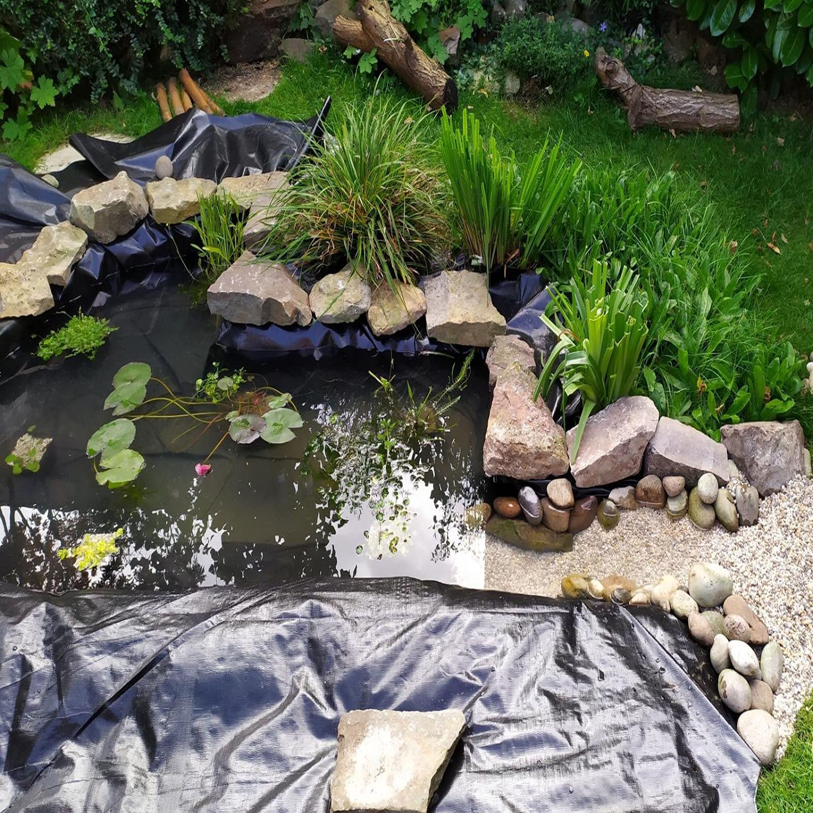 Vijverfolie 3x7m 4x6m 5x8m 7x10m - Waterdichte vijverfolie voor visvijvers, fonteinen en aquacultuur | Flexibele vijverfolie voor waterpartijen, plantenbakken en doe-het-zelfvijvers(2x7m
