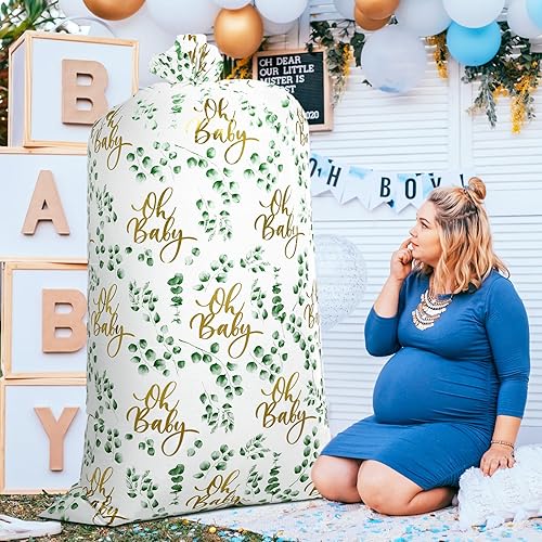 Miniatura 3 de Leinuosen 2 bolsas extra grandes de 70 pulgadas, bolsas de regalo de plástico de gran tamaño con cuerdas para fiestas de cumpleaños, baby shower