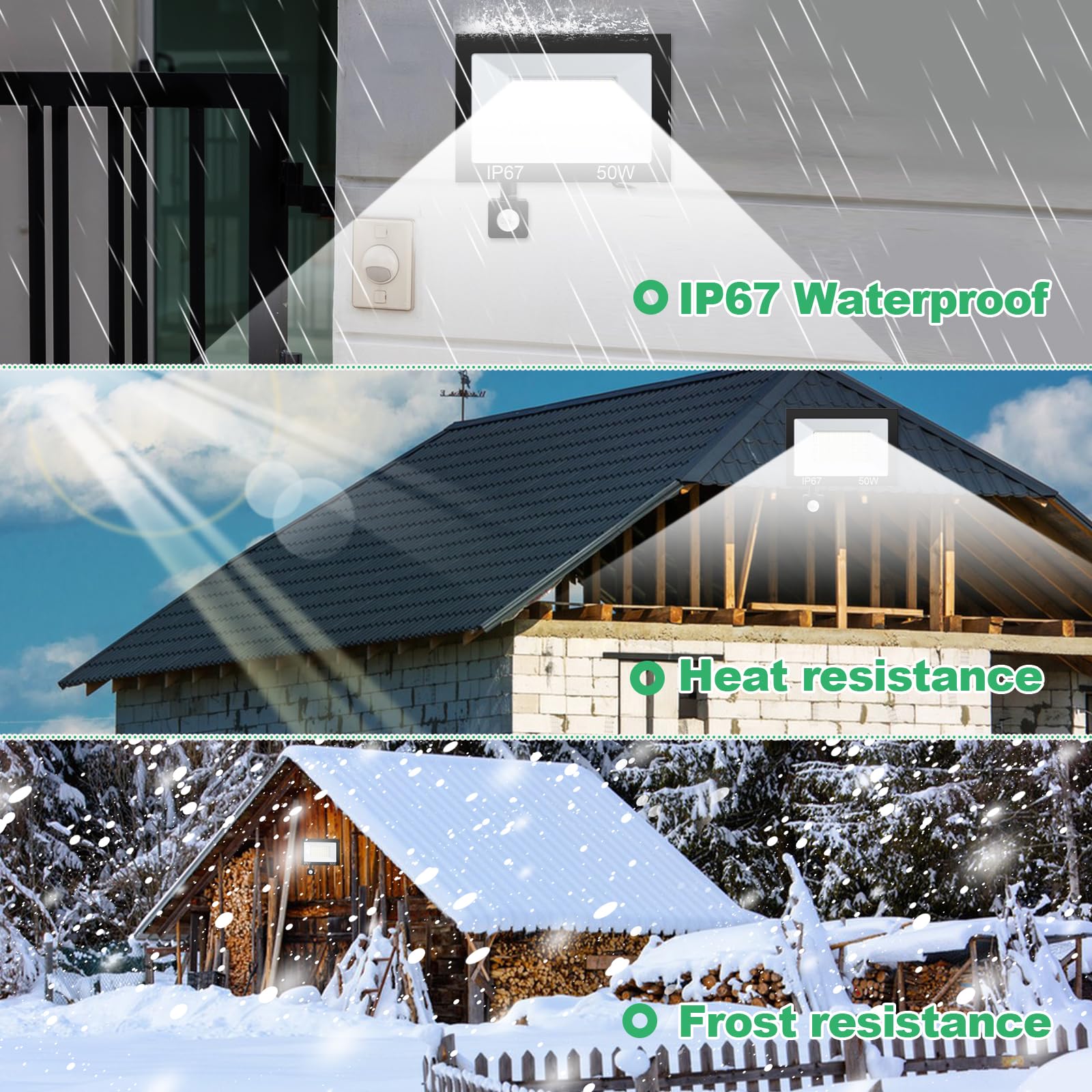 Faretto LED 50W Da Esterno Con Sensore Movimento - Bianco Freddo 6000K, IP66, Telecomando, Per Giardino E Garage - Foto 9