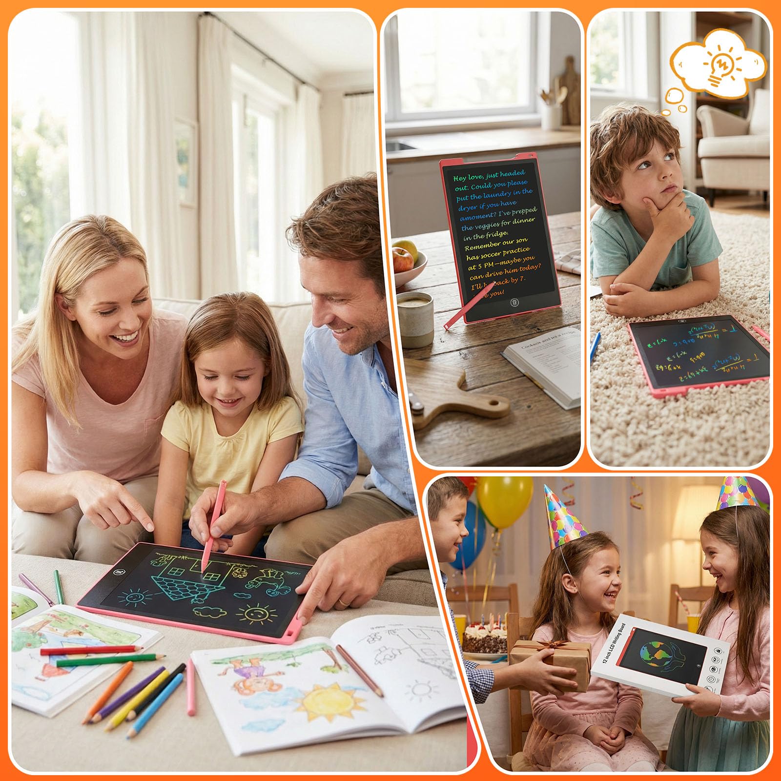 Ardoise Magique,PINKCAT Tablette Dessin Enfant 12 Pouces Tablette D'écriture LCD Cadeau Fille 2 3 4 5 6 7 Ans Jouet Bebe Garcon Tableau Magique Lumi Board - 5
