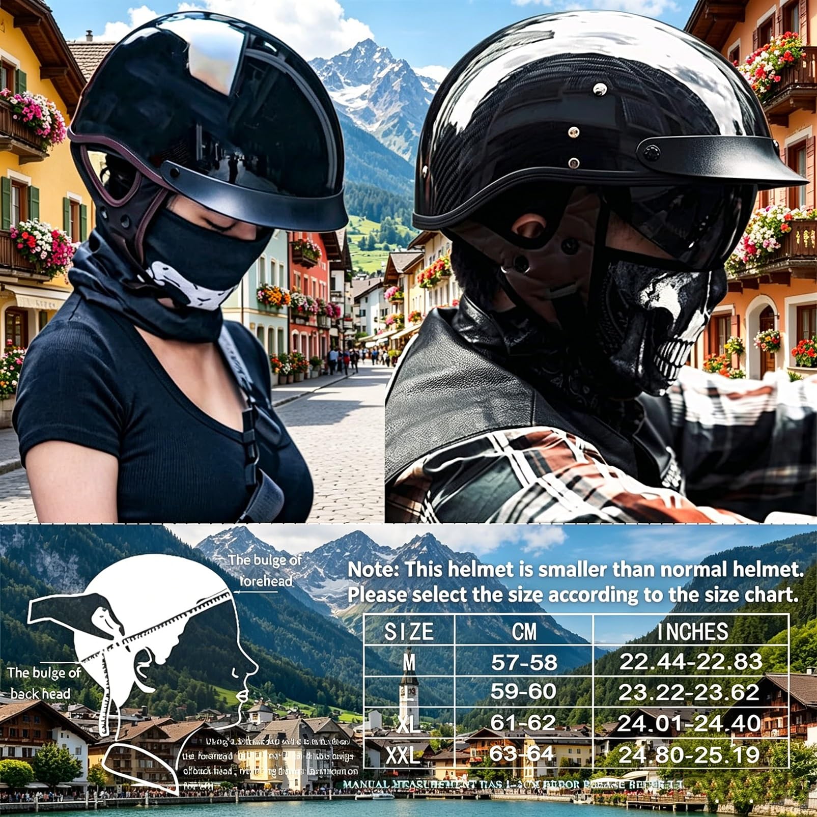 Kask Motocyklowy Orzeszek Germanic Heritage, ECE R22.06 Retro Kask z Blendą Przeciwsłoneczną na Chopper & Skuter, Maska w Zestawie