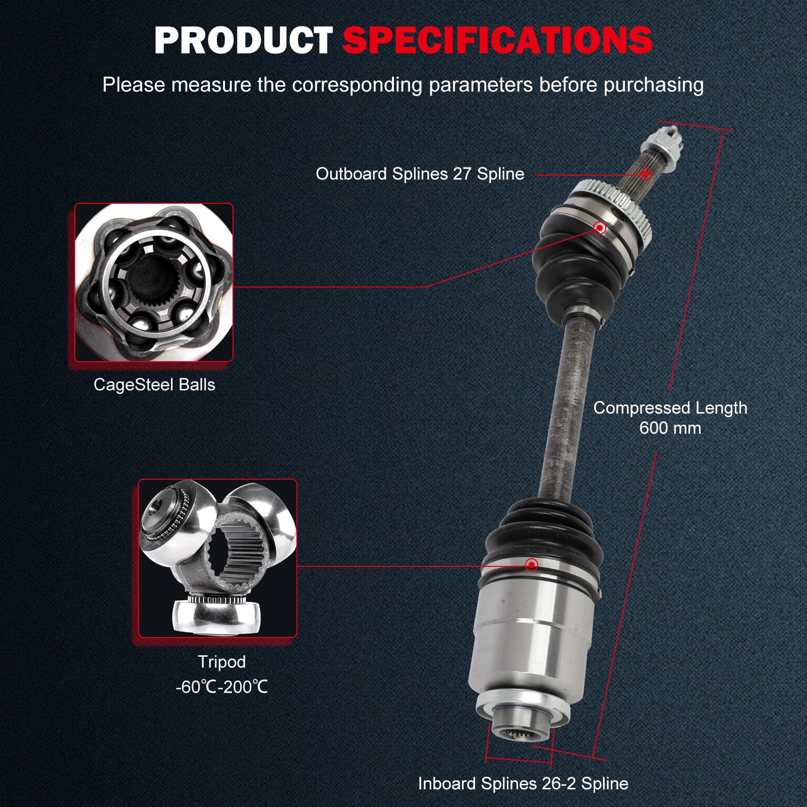 Cardan Avant Gauche Kia Sportage 2017 A-Premium Assembly Compatible With  Hyundai Tucson 2015 2016 2017 2018, L4 2.0L 2.4L, Front Left Driver Side,  Replace# 49500D3050, CV (Constant Velocity) - Canada Axles Front