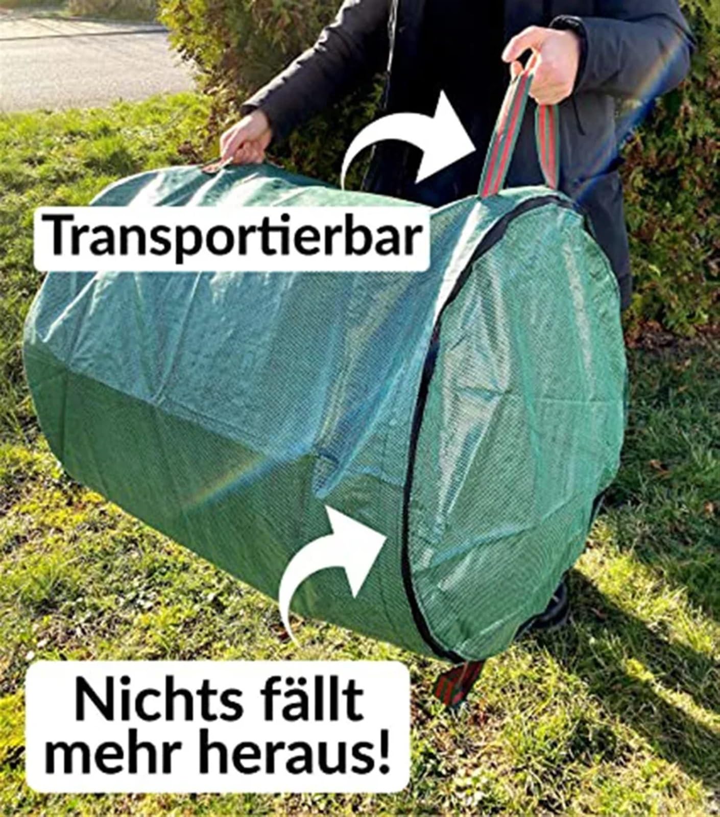 Bolsas de basura de jardín resistentes de gran capacidad, contenedor de recogida de hojas de polipropileno impermeable y reutilizable con tapa para una eliminación eficiente de los desechos del patio