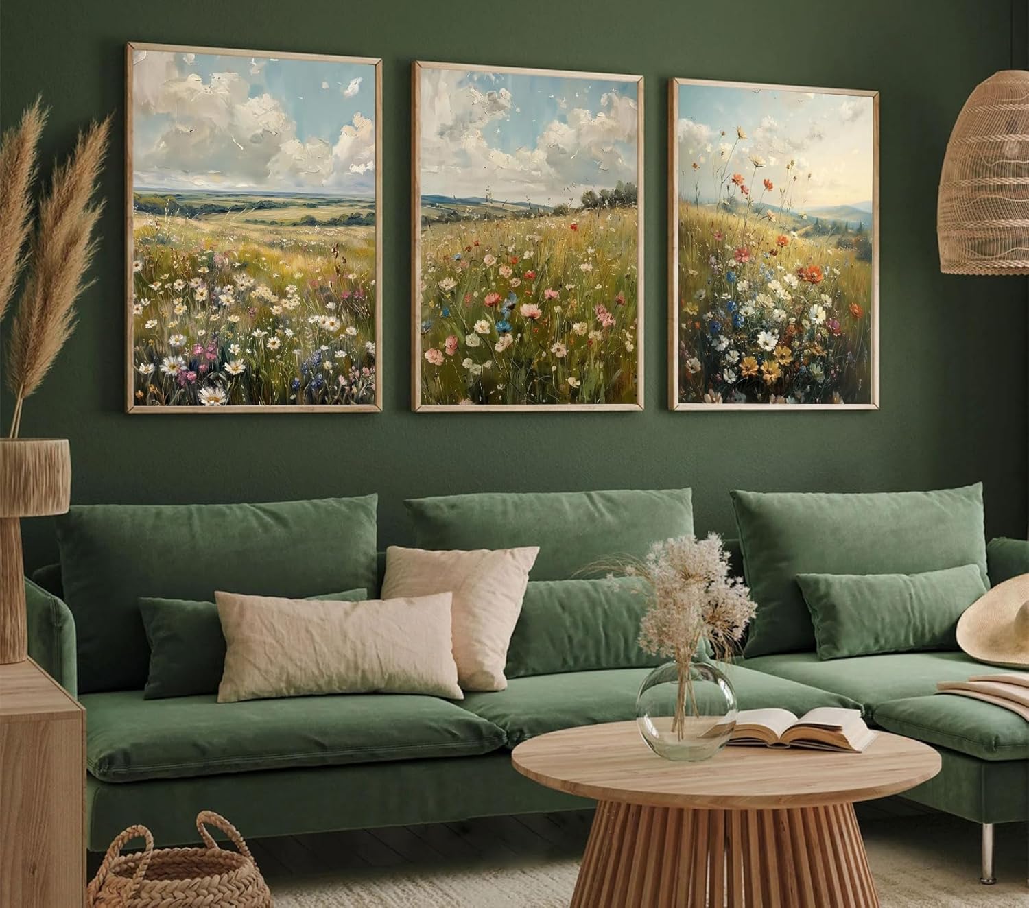 3 Pcs Vintage Wildflowers Posters Decorative Paintings Farmhouse Field Landscape Oil Paintings Paintings Art Decoration Nature Scenery Colorful Floral Canvas Prints Suitable for Living Room Bedroom Study and Office 12x16 Inch Unframed Retro Flowers 16\\\"L x 12\\\"W Unframed, SIMILAR TO STOCK PHOTO, ACTUAL SIZE UNKNOWN