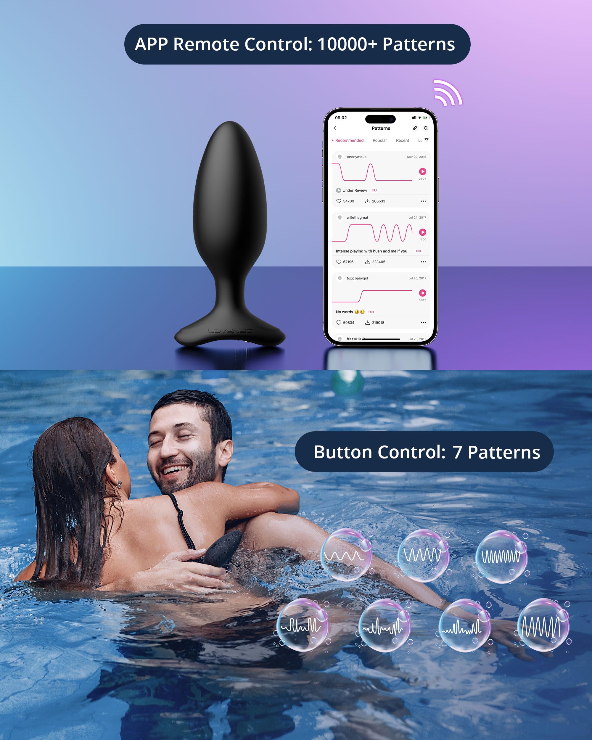 LOVENSE Hush 2 Vibrating Butt Plug 2.25", Silicone Anal Vibrator for Men with Remote Control, Waterproof and Rechargeable Big Plug Vibration Machine for Women, Adult Anal Plug Sex Toys for Couples: Hush 2(2.25 Inch)