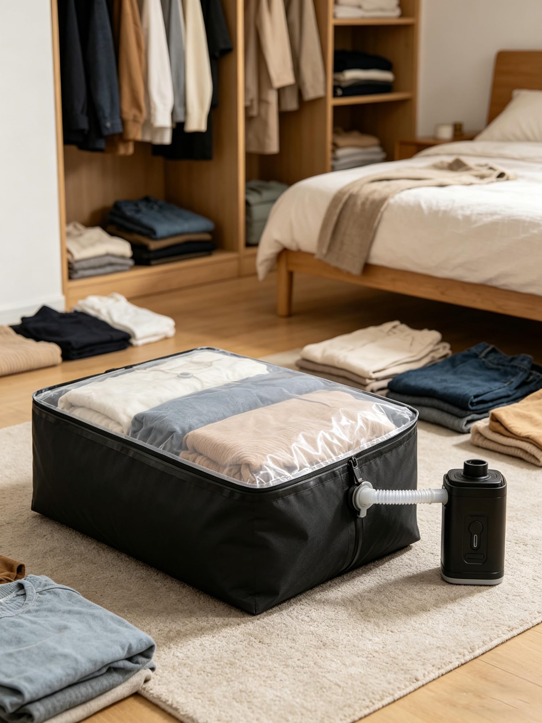 Get2pack Kit De Compresión Al Vacio, Get2pack Travel, Ultra Portátil Ahorra Hasta 60% Espacio, Reutilizables, Resistente, Sellado Y Resistente Al Agua Adecuado Para Viajes Y Para Guardar Ropa (2 PCS)