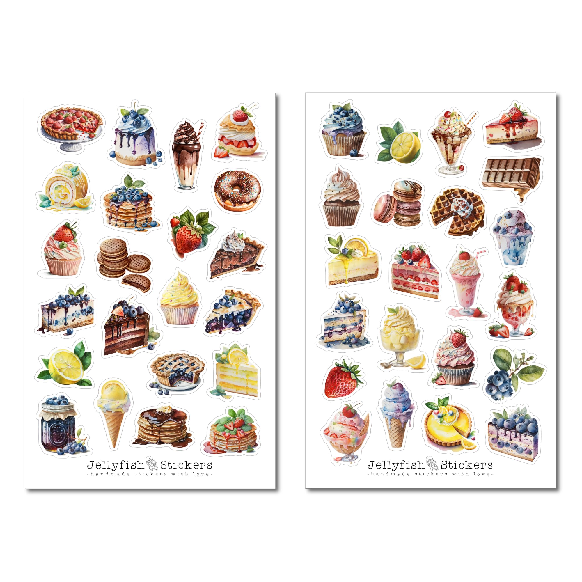 Autocollants gâteaux et pâtisseries - Set d'autocollants nourriture cuisine recette