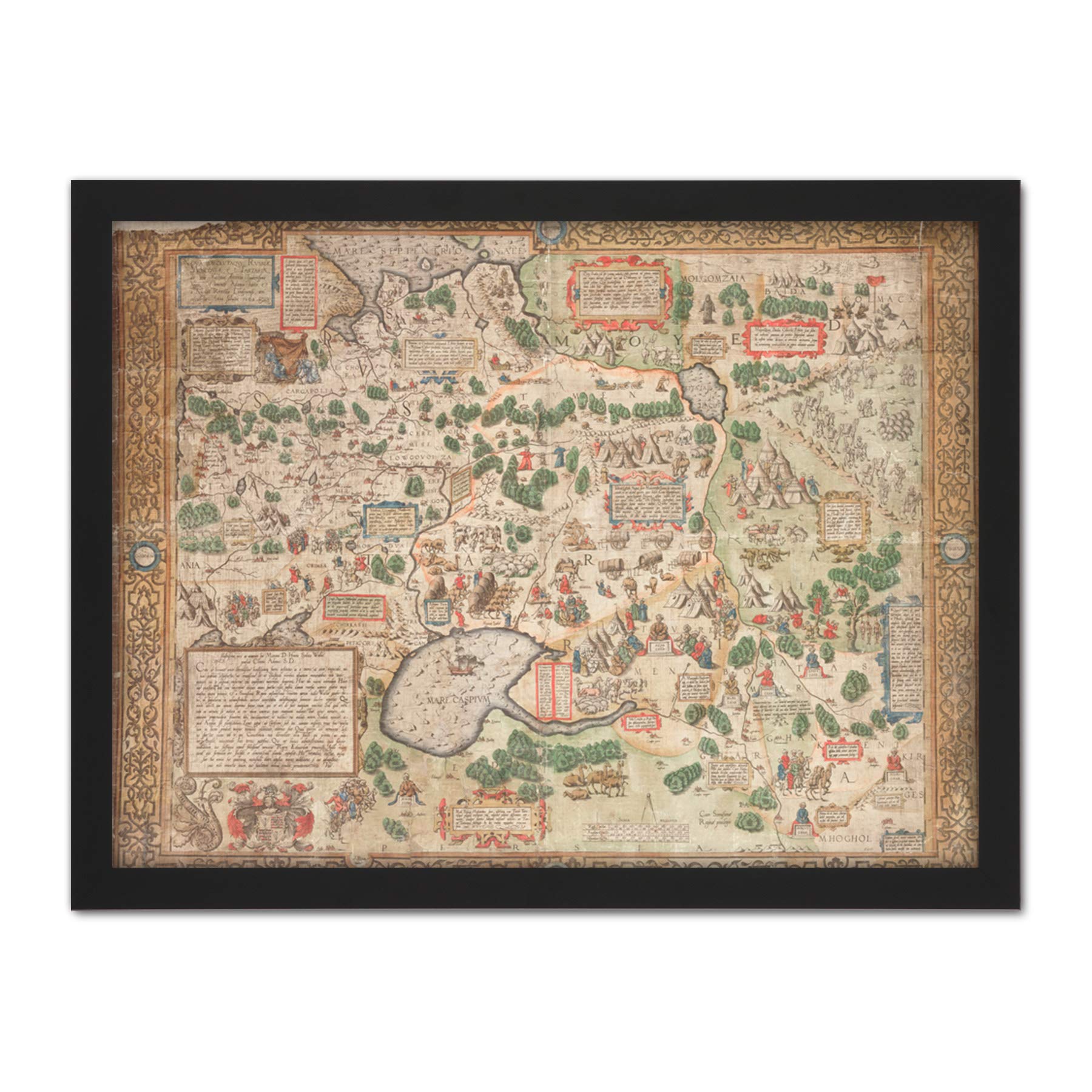 Jenkinson 1562 Map Russia Moscow Tartary Artwork Framed Wall Art Print 18X24 Inch
