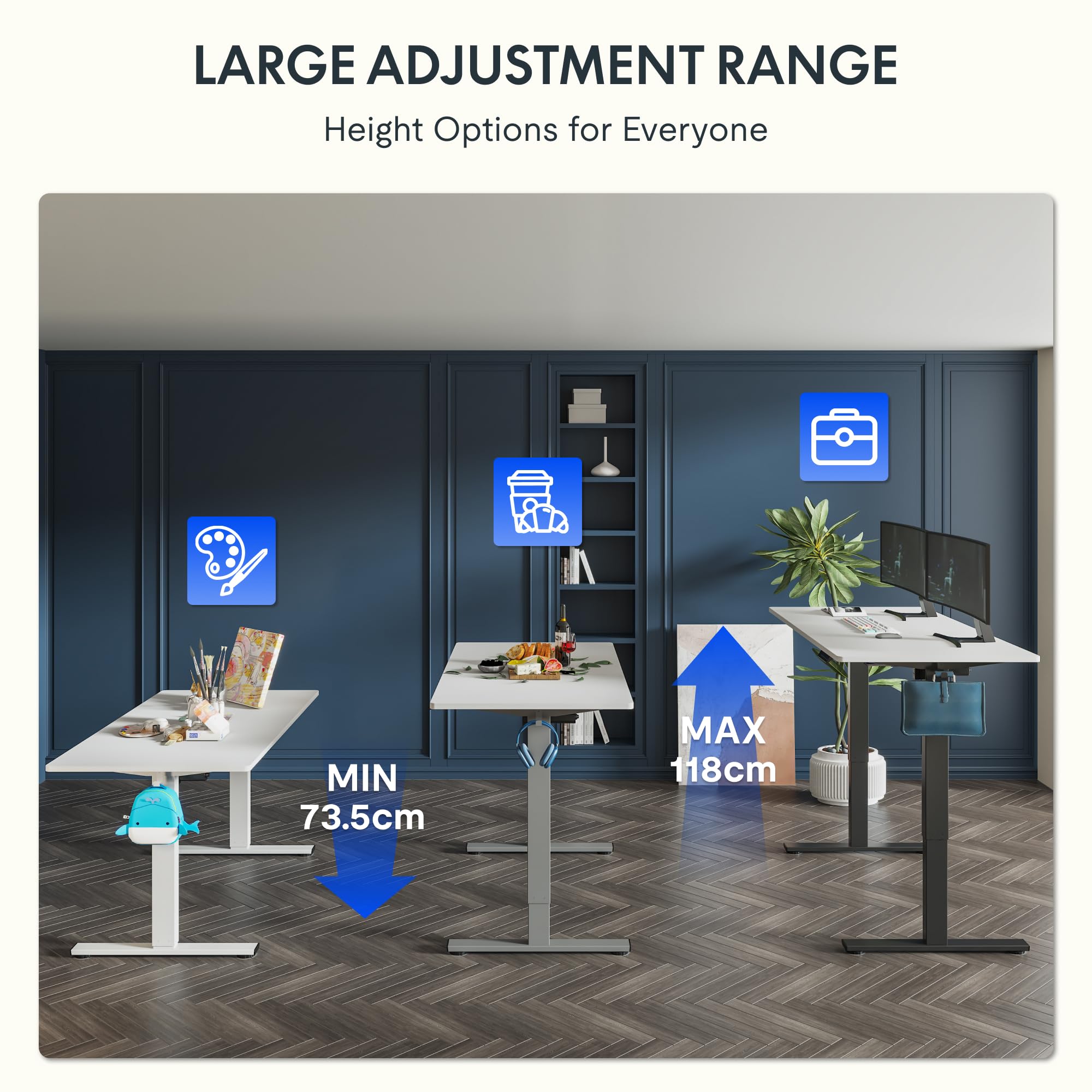 FLEXISPOT 100x60 cm Scrivania Regolabile in Altezza con Ganci e Gestione Cavi, Pannello Unico Elettrica con Controller Intelligente, Standing Desk Motorizzata