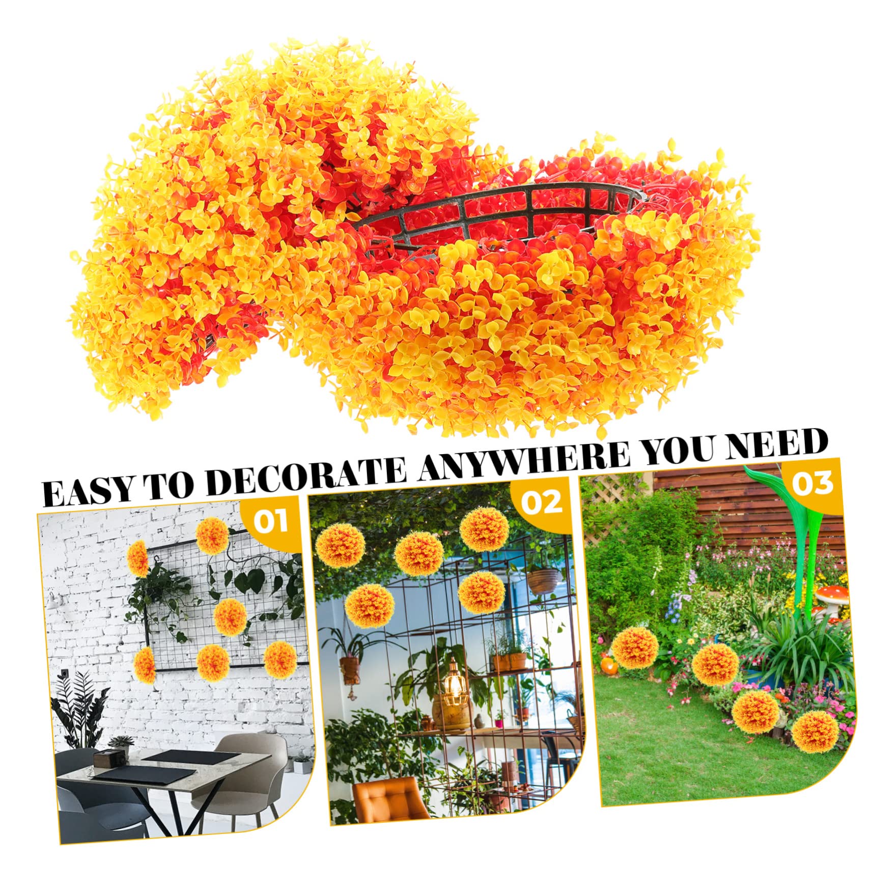 Zerodeko Bola de Plástico de Topiario de Eucalipto Artificial Naranja Ligera para Adorno Interior y Exterior en Bodas y Vida Diaria