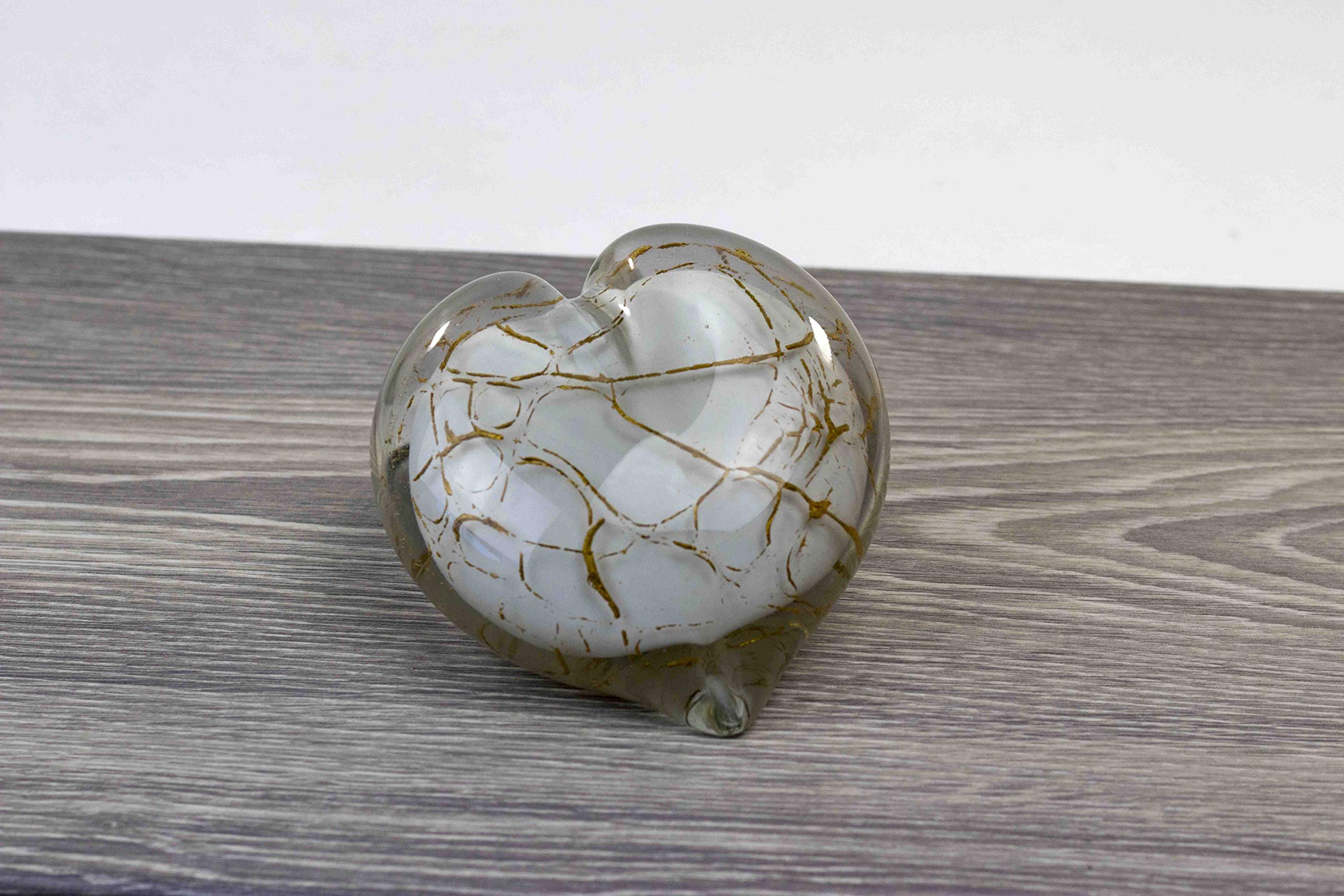 Urne en verre en forme de cœur feuille d'or 12 x 6 cm pour décoration de deuil
