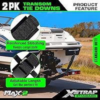 Vista 5 de XSTRAP STANDARD 2PK 2''x 4' Adjustable Tie-Down Wide Webbing Rated Capacity: 1200 lb Moving Straps Tie Downs Marine Boat Strap Trailer with Hooks