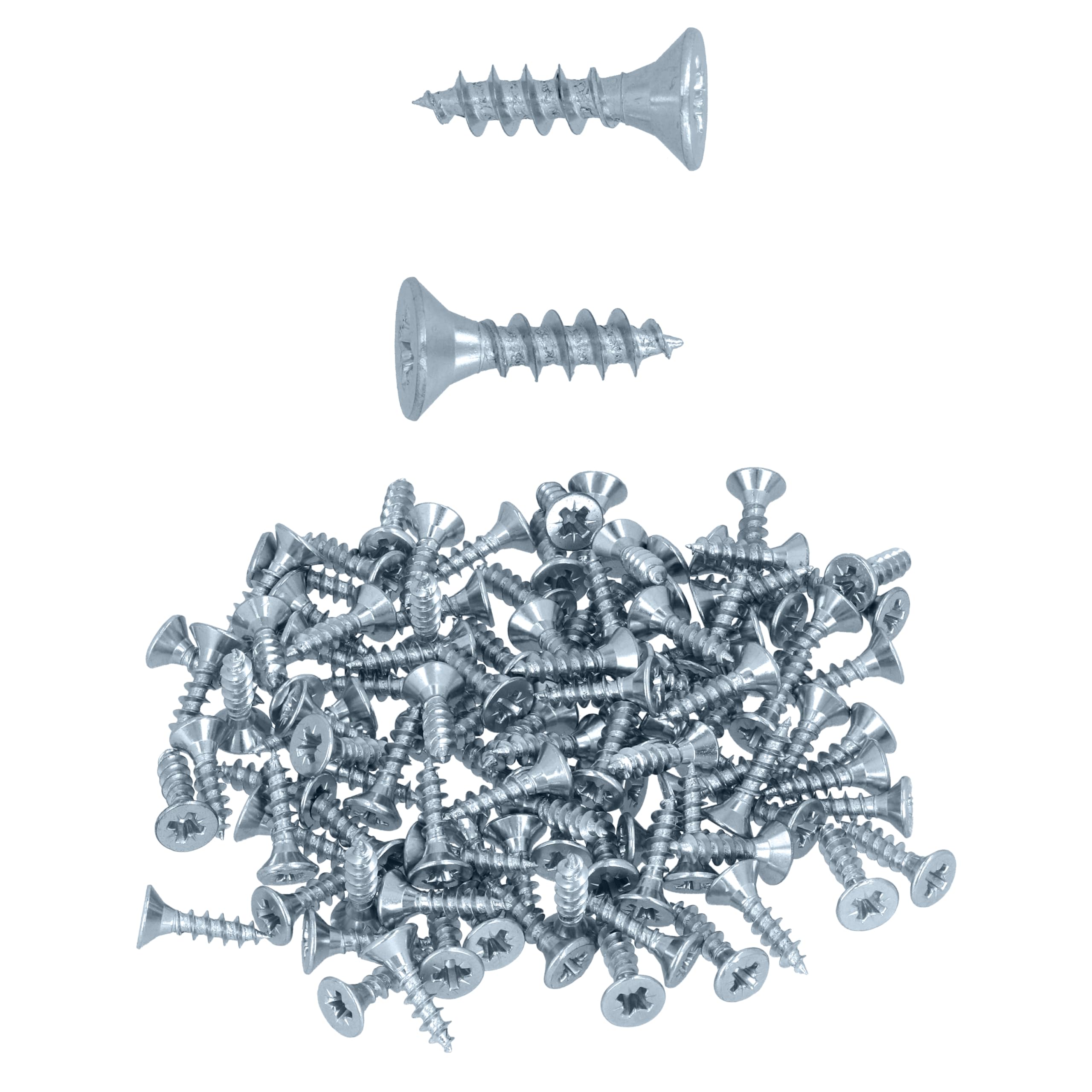 HELPMATE - Wood connector screws 4.0x16 mm electro-galvanized - 100 pieces Universal screws Countersunk head with PZ2 drive and full thread - for fastening fittings to wood