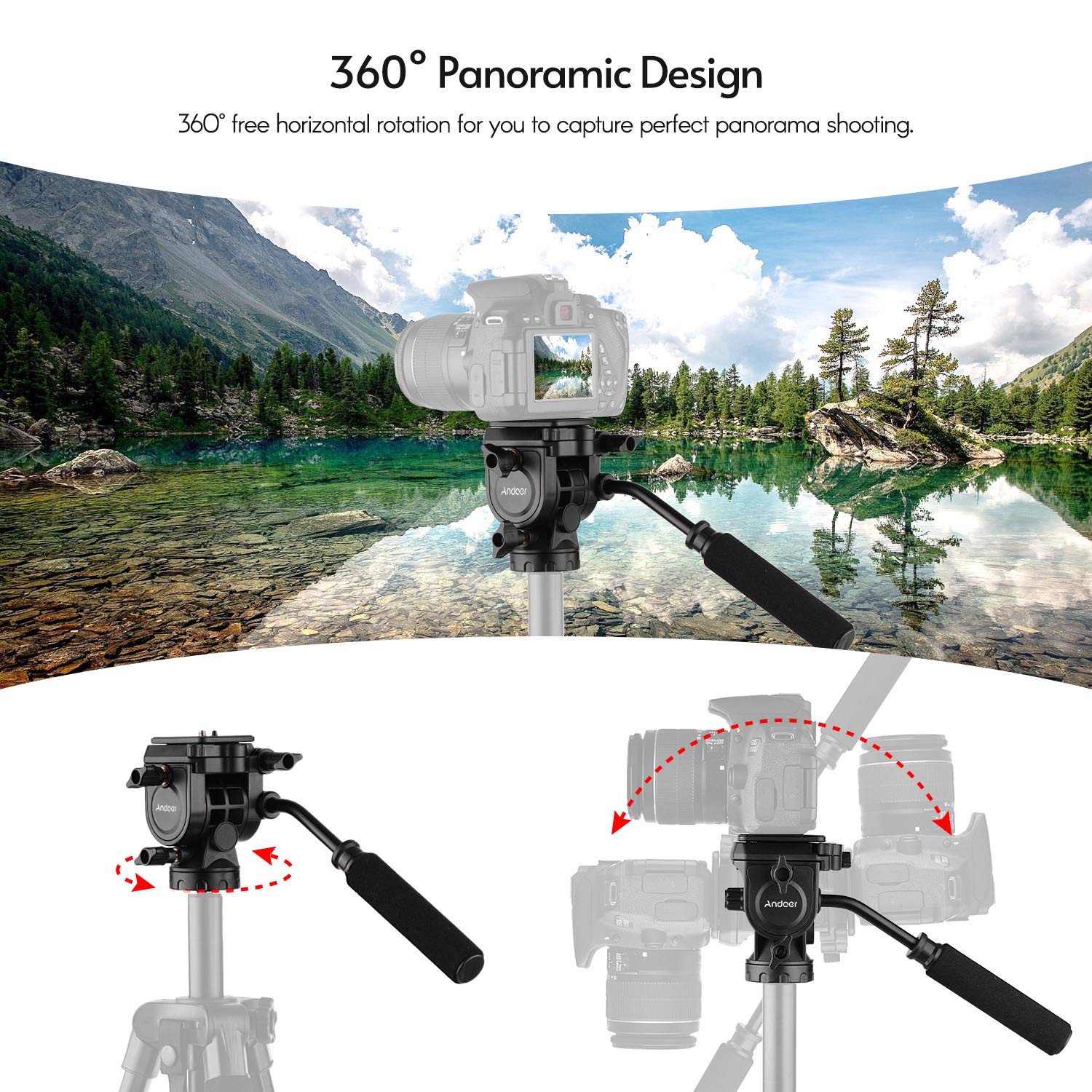 Andoer Tête De Trépied Hydraulique Pour Appareil Photo Numérique - 1/4