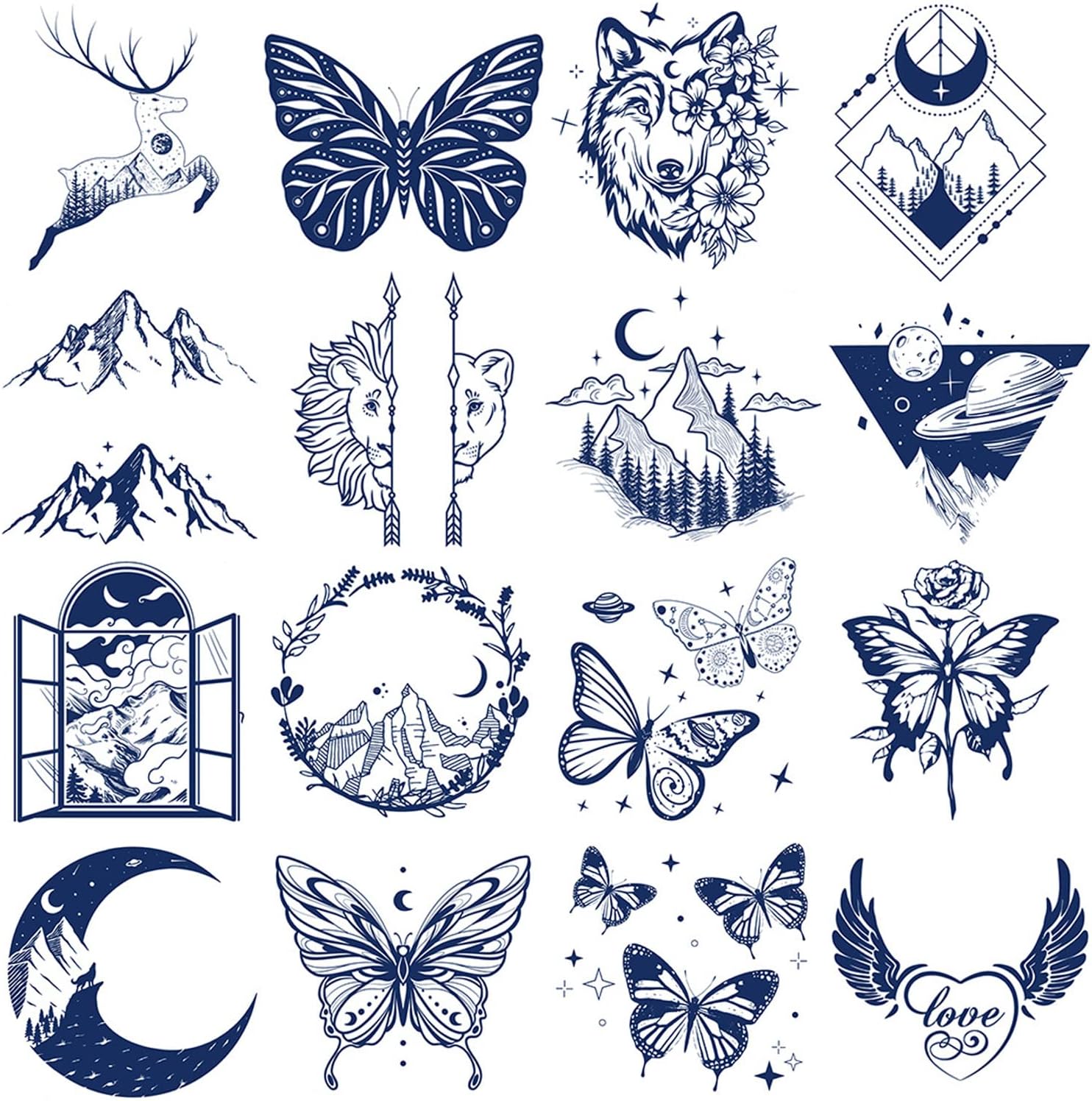 Ooopsiun Realistic Mountain Butterfly Temporary Tattoos