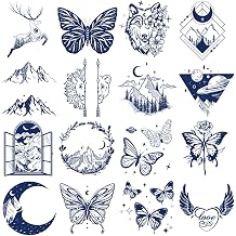Semi-Permanent Tattoos for Women Girls - Realistic Mountain Butterfly Temporary Tattoos/Waterproof/Lasts 1-2 Weeks/Fades Naturally/Body Art Stickers