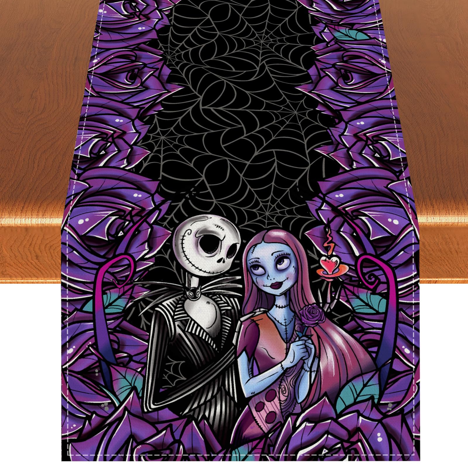 Day Of The Dead Skull Floral Halloween Tablecloth - 53x98 Inch Rectangular Party Table Cover