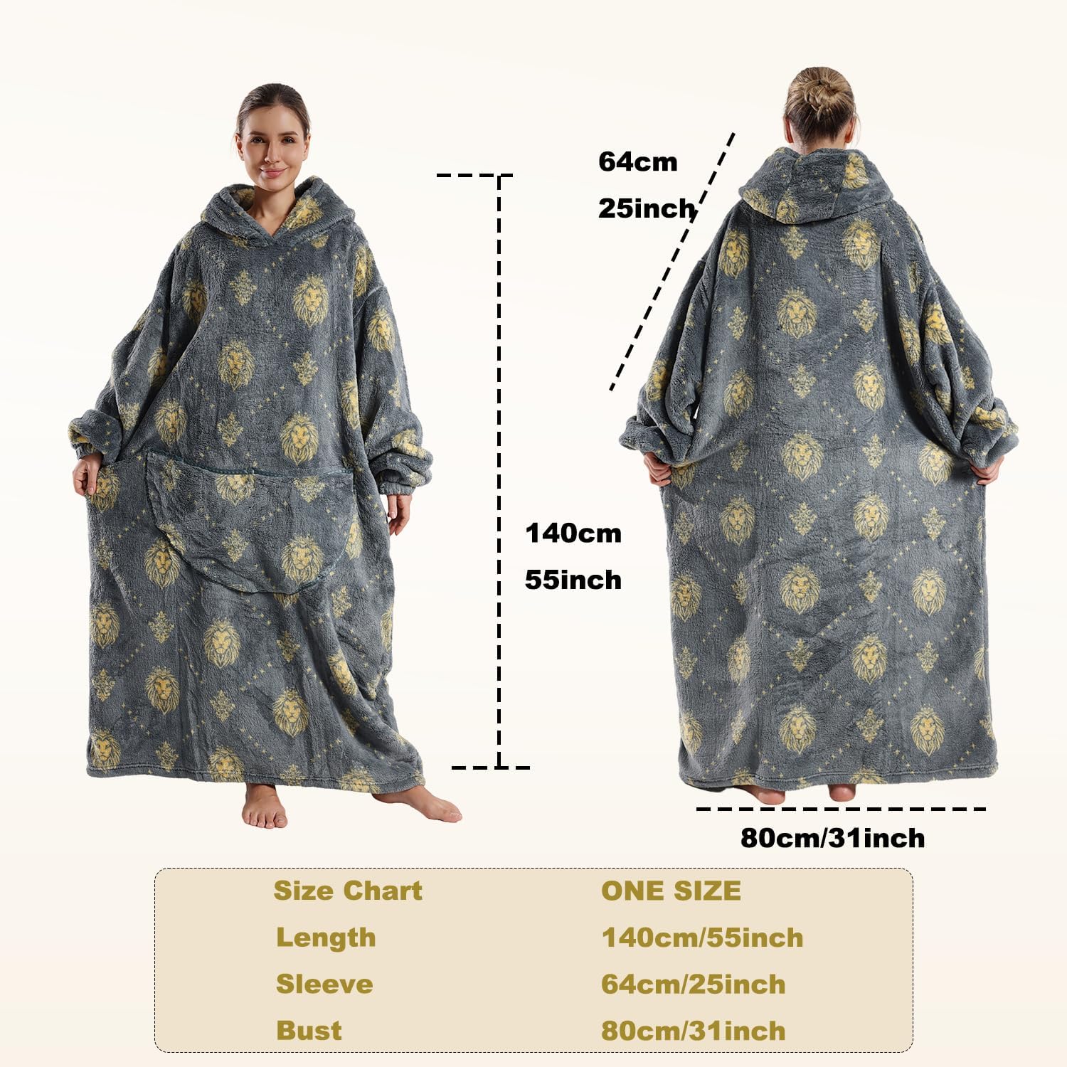 Wearable Blanket Hoodie for Adults - Oversized Soft Warm Blanket Sweatshirt, Gifts for Women & Men - Image 5