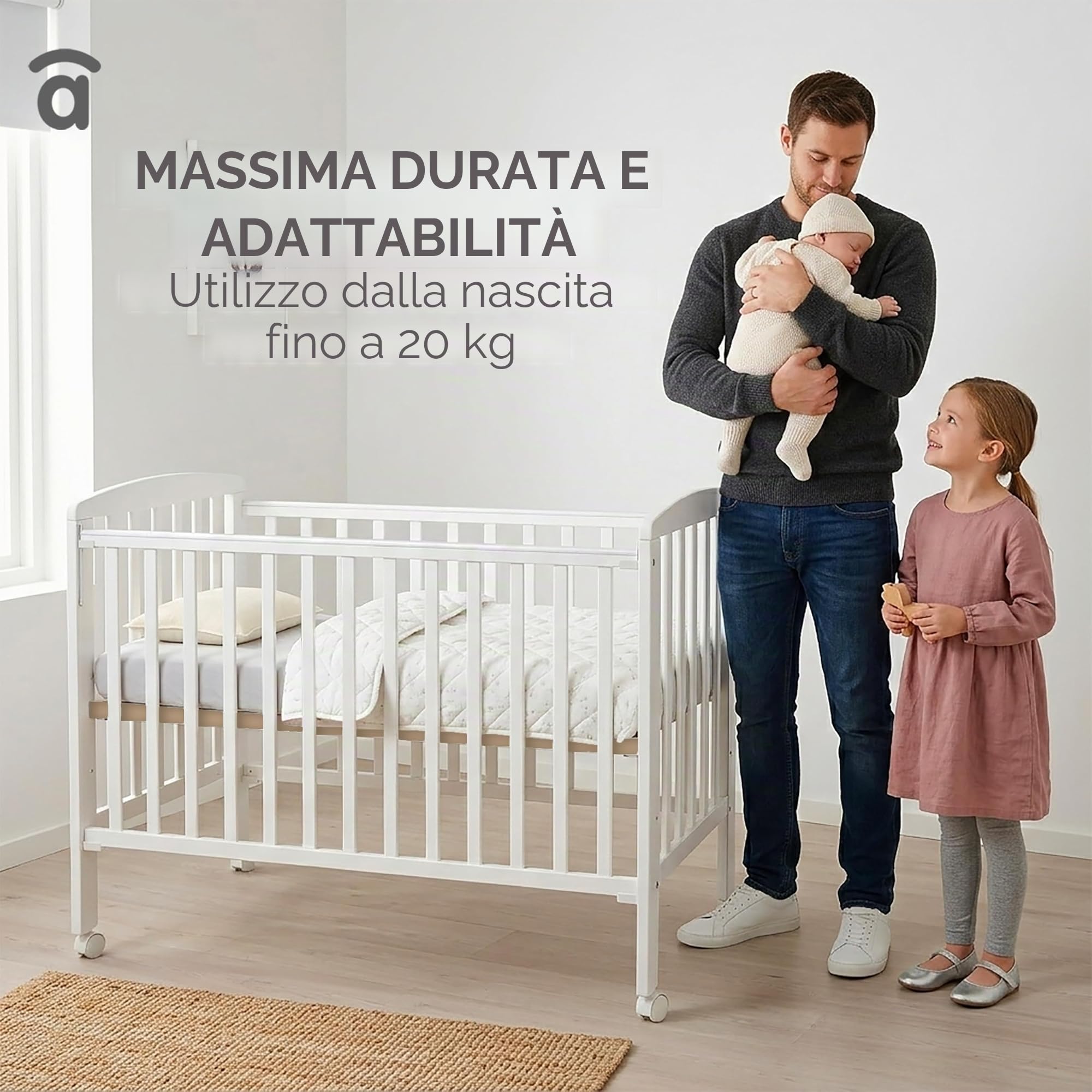 Asalvo 12371 - Culla di legno, 120 x 60 cm, Colore Bianco