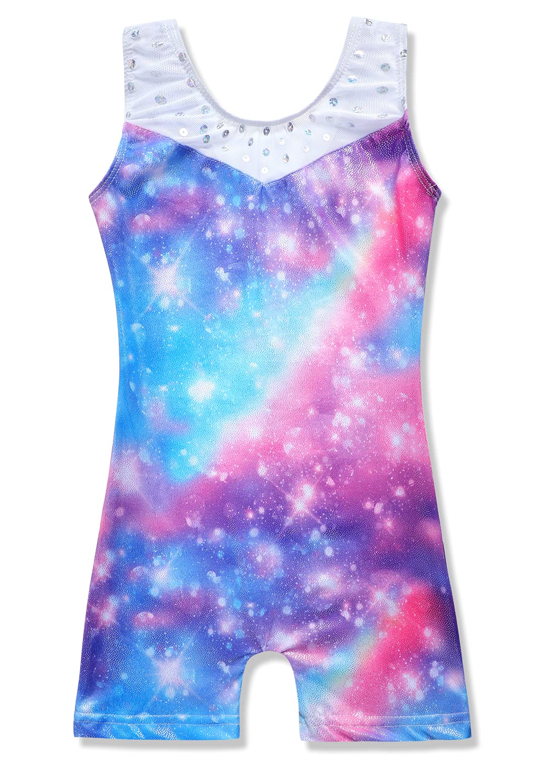Leotards for Girls Gymnastics Toddler Dance Biketards Mermaid Unicorn Athletic Dance Wear Shiny Rainbow Blue Hotpink