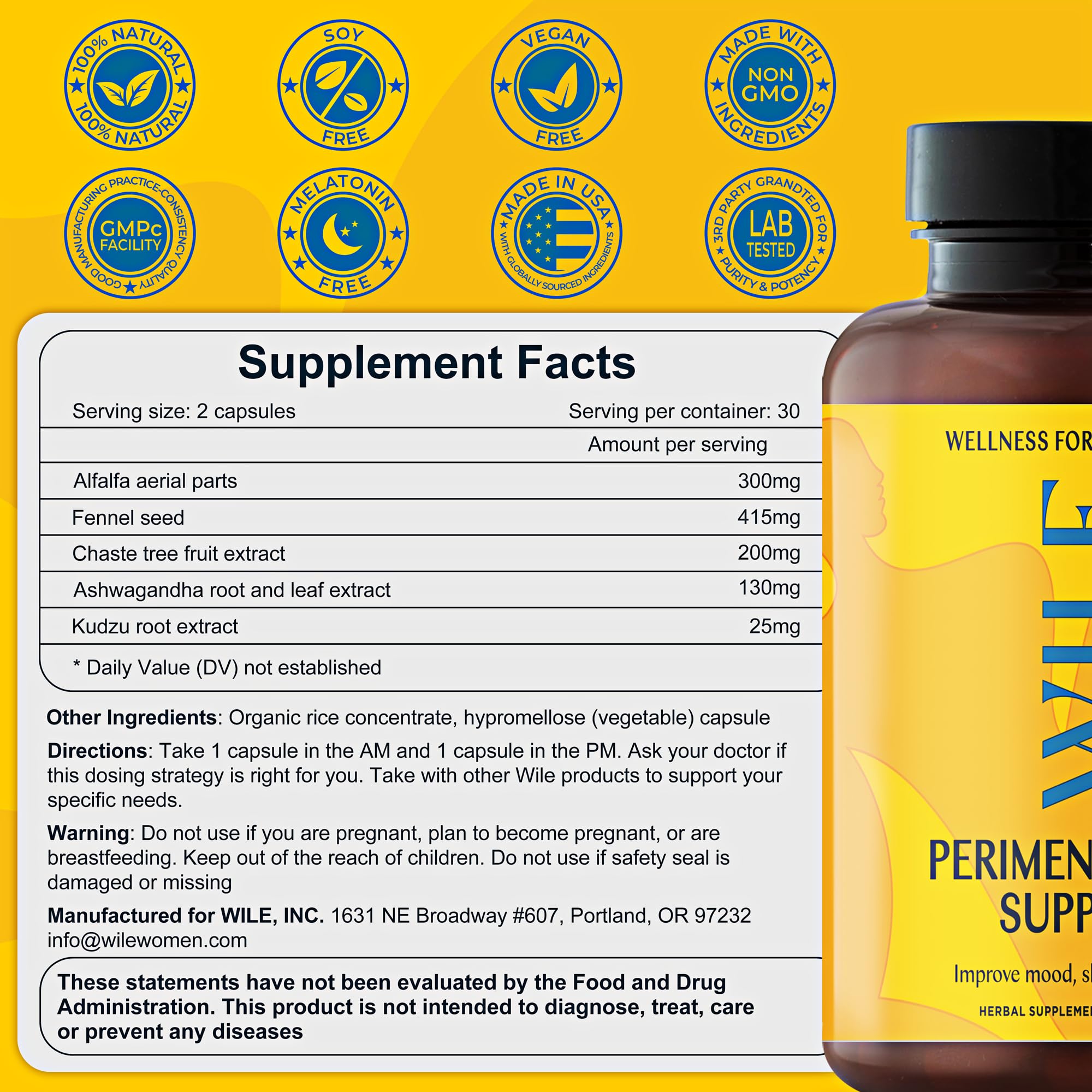 Menopause and Perimenopause Supplements for Women with Ashwagandha - Menopausal Symptoms Relief for Stress, Hot Flashes, Night Sweats - Healthy Sleep & Hormone Balance Support, Vegan, 30 Servings — Amazon image 3